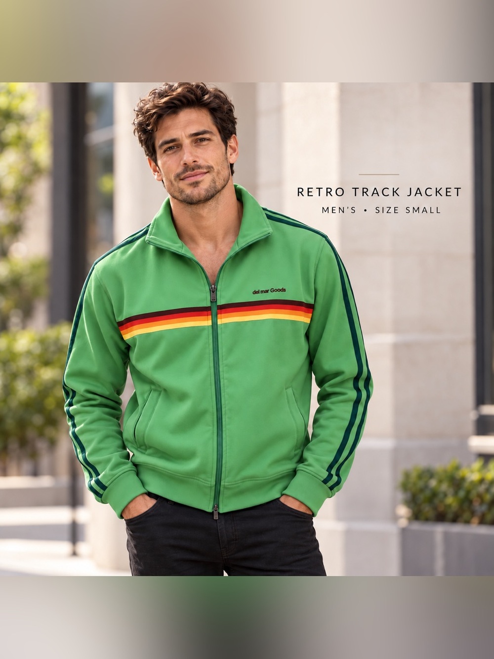 Men's Retro Green Track Jacket